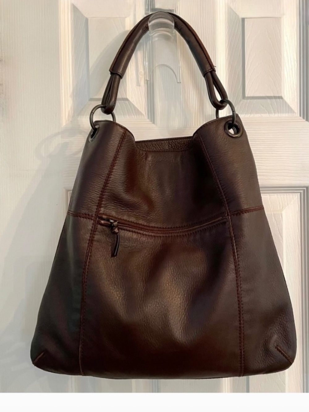 Bottega Veneta Cervo Shoulder Tote Hobo Laptop Bag Dark Brown Leather